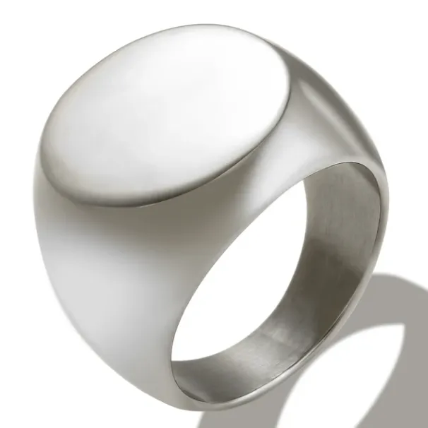 2025 Nieuwe aankomsten Roestvrij staal Hoog gepolijst Goud verguld Ronde gladde blanco zegelring voor mannen Vrouwen Fast and Furious Ring Sieraden_voghion.com