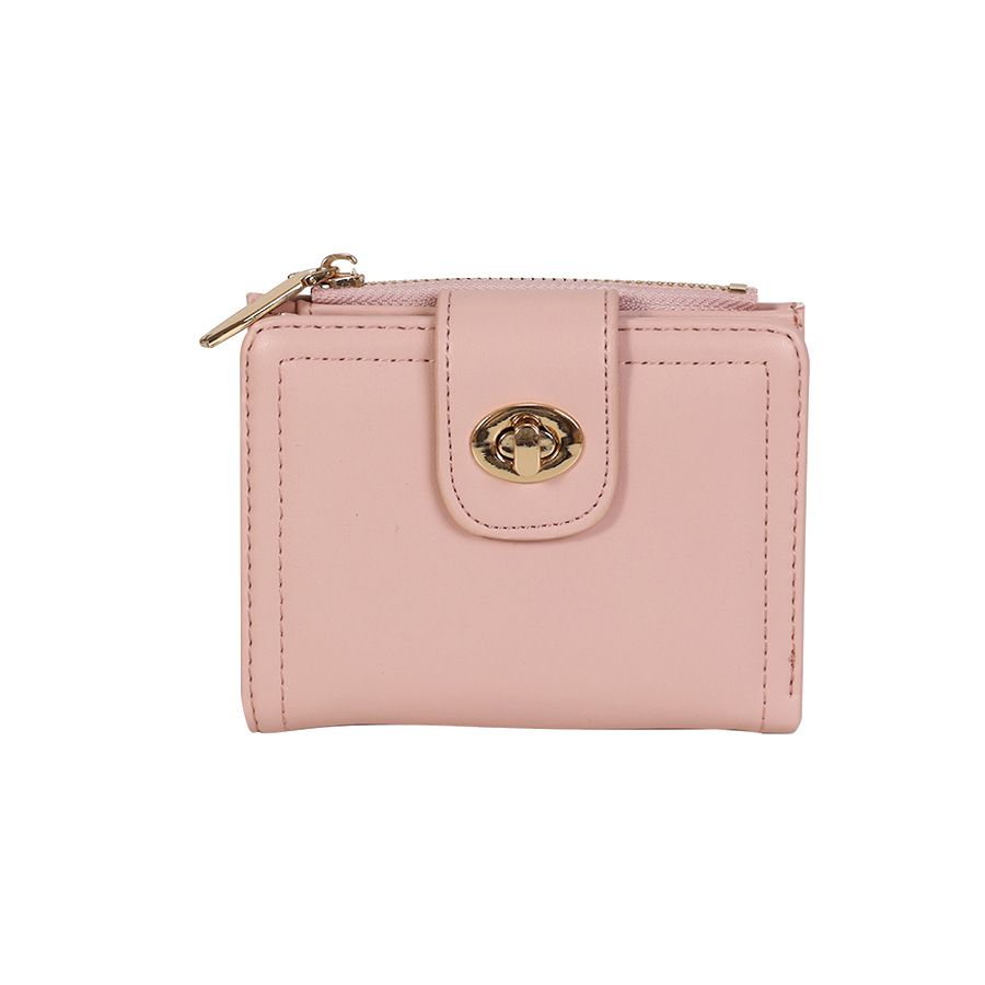 Japanese student simple short two fold PU ladies wallet zipper multi function ID fashion coin purse_voghion.com