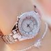 Reloj de mujer con esfera superbrillante y reloj de cuarzo con incrustaciones de diamantes + versátil pulsera de cuentas para mujer con lazo con incrustaciones de diamantes_voghion.com