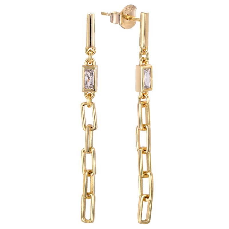 Orecchini lunghi di lusso leggeri di alta qualità in argento sterling S925 placcati con zirconi intarsiati in oro 14K, per donna_voghion.com