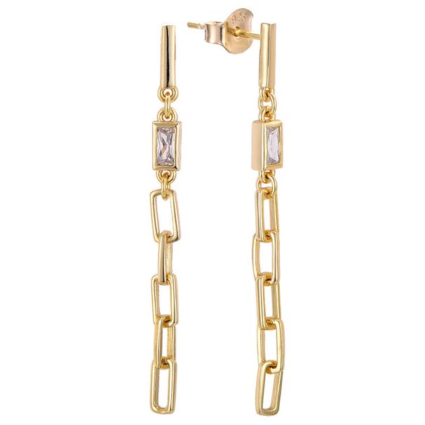 Orecchini lunghi di lusso leggeri di alta qualità in argento sterling S925 placcati con zirconi intarsiati in oro 14K, per donna_voghion.com