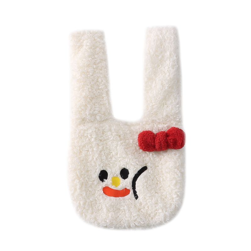 Energetic Girl Cartoon Bunny bestickte Lammwolle Plüsch Handtasche Schultertasche für Frauen_voghion.com
