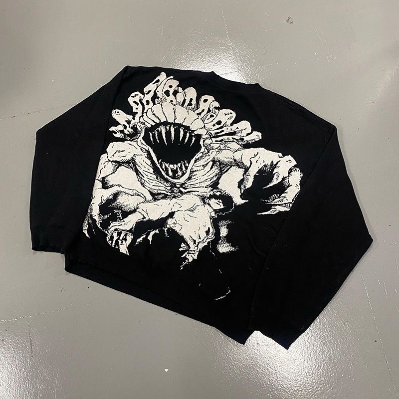 ​​Unisex Gothic Anime Streetwear Sweater - Hip Hop Knitted Pullover With Bold Graphic Design For Men & Women​​_voghion.com