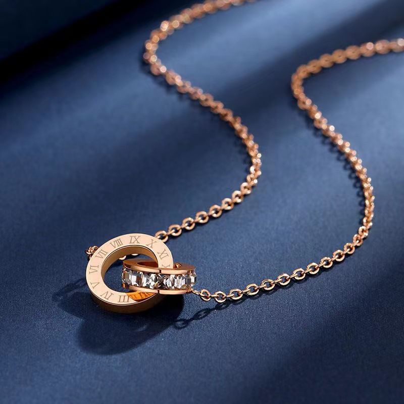Korean Version Double Ring Roman Numeral Collarbone Chain Ins Light Luxury Niche Design Necklace Women's Birthday Gift_voghion.com