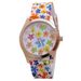 Yamaler Kvinder Flower Print Silicon Band Arabiske Tal Urskive Quartz Armbåndsur_voghion.com