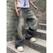 Men's Clothing Spring And Autumn Washed Old Design Jeans Loose Floor Mopping Wide Leg Long Pants_voghion.com