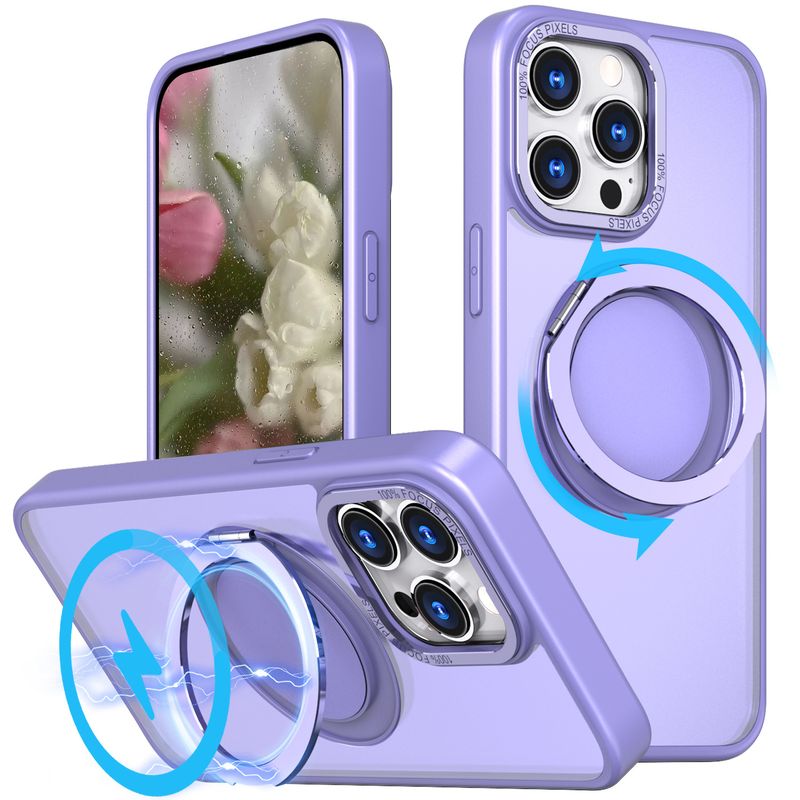 360° Rotating Magnetic Case For Iphone 15 Pro/14 Pro - Pivot Stand With Compatibility Anti-Slip Protective Cover​_voghion.com