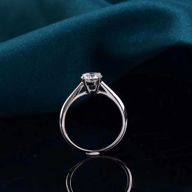 Moissanit-Ehering, klassisch, schlicht, vierzackig, aus Gold und Diamanten, Sterlingsilber, platiniert, für Damen_voghion.com