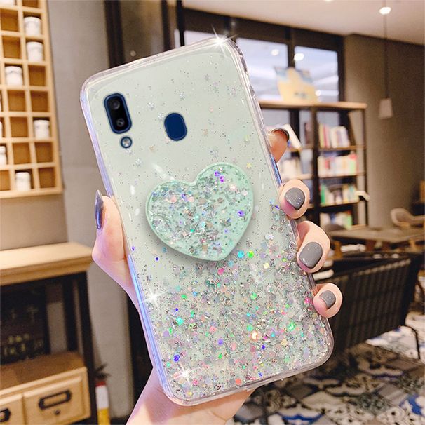 Bling Glitter Hart Liefde Telefoon houder Case Voor Samsung Galaxy A10 A20 A30 A40 A50 A60 A70 A80 A10S a20S A20E Siliconen Cover_voghion.com