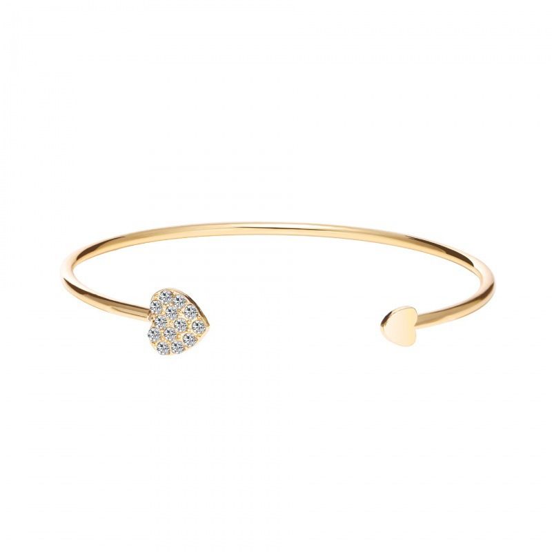 Braccialetti da donna semplice braccialetto pieno di diamanti a forma di cuore con palma dell'amore braccialetto sottile con lettera aperto cuore di pesca placcato oro con diamanti_voghion.com