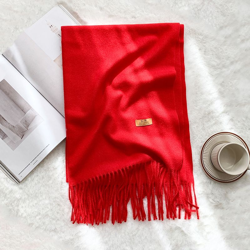 Solid color wool thickened warm in autumn and winter, cashmere shawl, tassels, fashion scarf, women's scarf_voghion.com