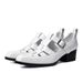 TerraStride New White High Heel For Men Square Toe Hollow Roman Sandals Top Layer Cowhide Height Increasing_voghion.com