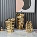 Modern Minimalist Ceramic Vase Set In Gold & Silver - Abstract Home Decor For Living Room, TV Cabinet, Bookshelf_voghion.com