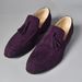 Brand Design Men Suede Leather Shoes Moccasins Purple Tassel Pointed Men's Loafers Vintage Slip-on Casual Men Social Dress Shoe_voghion.com