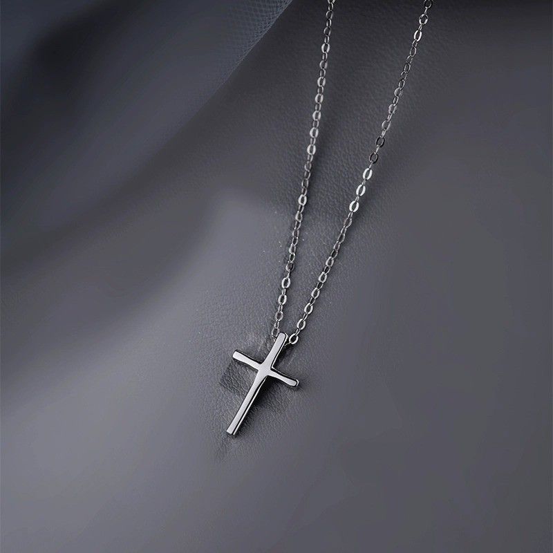 Collana girocollo con croce geometrica, stile dolce e fresco, minimalista, con ciondolo piccolo e catena per clavicola, per donne, trasmissione in diretta_voghion.com