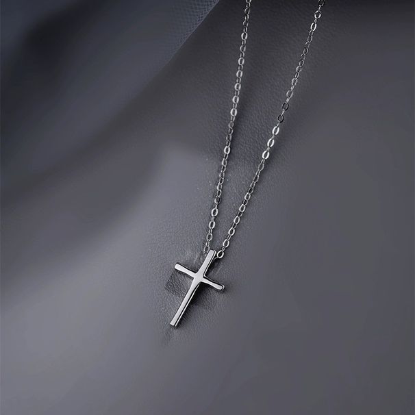 Collana girocollo con croce geometrica, stile dolce e fresco, minimalista, con ciondolo piccolo e catena per clavicola, per donne, trasmissione in diretta_voghion.com