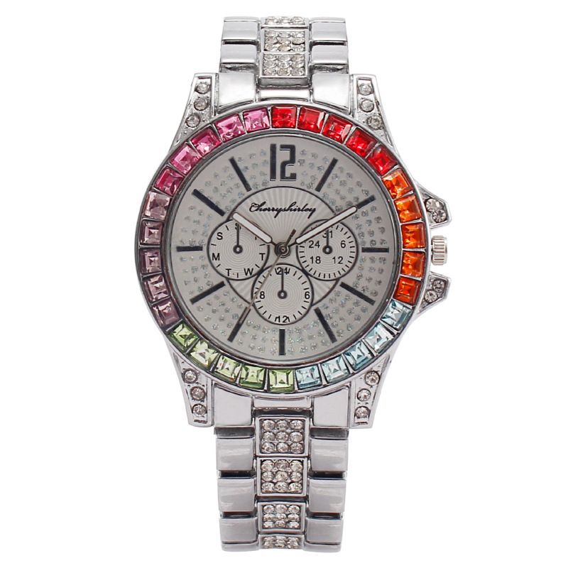 mode volledige diamant drie ogen gekleurde diamant herenhorloge herenhorloge quartz horloge_voghion.com