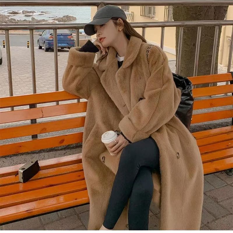 Cappotto lungo in pelliccia sintetica di lusso da donna, trench da donna con revers a lancia, cappotto invernale spesso, elegante e caldo, disponibile in taglie forti_voghion.com