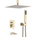 Brushed Gold 10 inches Rain Shower Faucet Sets Complete With Shower System_voghion.com