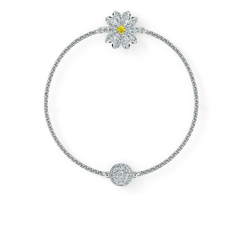 Bracciale con fibbia magnetica invisibile a forma di margherita piccola Bracciale con elemento in cristallo femminile_voghion.com