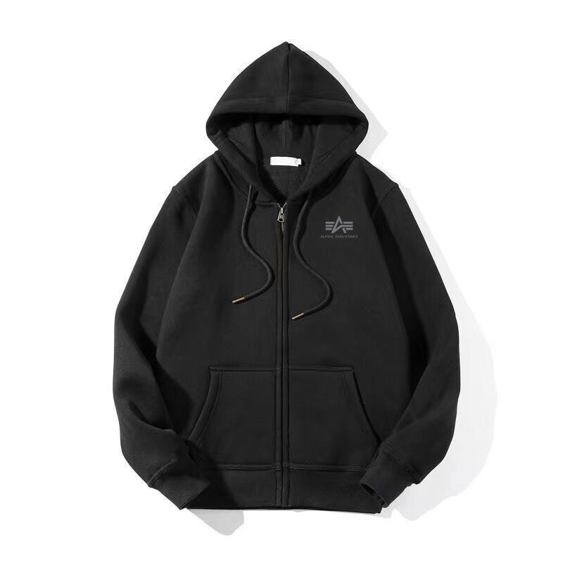 Hipster Herbst und Winter Herren bedruckte Strickjacke Reißverschluss Kapuzenpullover Jacke Langarm_voghion.com