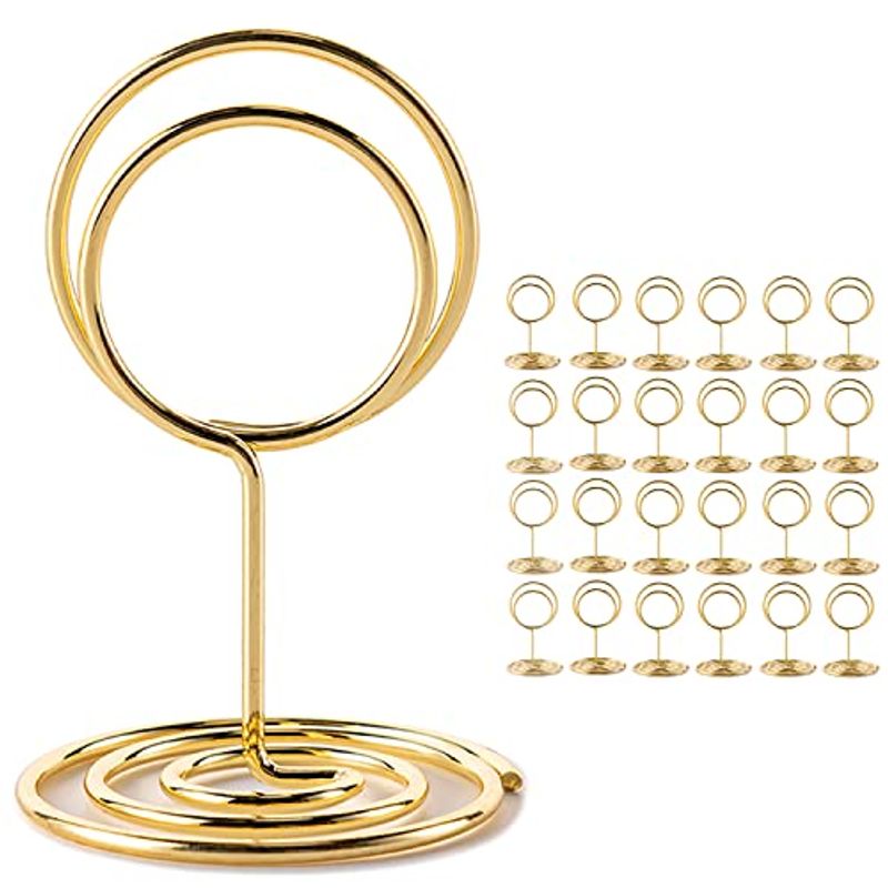 20 Pieces Sign Holders, Wire Picture Small Table Card Clips, Decorations, Wedding Receptions, Parties, Birthdays (Gold)_voghion.com