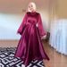 Women's Clothing Large Swing Sleeve Waist Slimming Solid Color Long Sleeve Design Dress_voghion.com