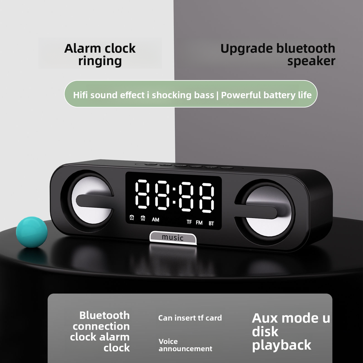 Wireless Bluetooth Smart New Student Subwoofer Volume Speaker Multifunctional Audio Alarm Clock_voghion.com