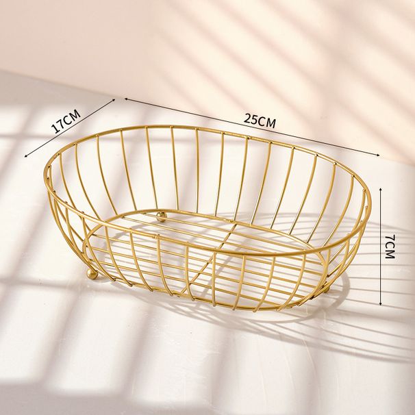 Set di cestini per la frutta in ferro geometrico moderno - 3 vassoi da portata per tavolino da caffè, arredamento scandinavo per la casa (nero/oro, piccolo/medio/grande)_voghion.com