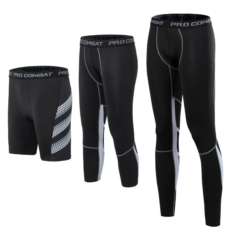 Legginsy sportowe męskie Długie, oddychające, szybkoschnące, pięciopunktowe spodenki Legginsy do koszykówki na zewnątrz, do biegania, fitnessu, siedmiopunktowe, spodnie kompresyjne_voghion.com