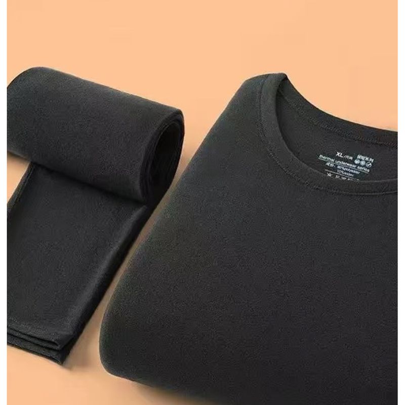 Warm Underwear Set for Men in Winter with Velvet Close fitting Large Size Long Sleeve Clothes Autumn Pants Youth Solid_voghion.com
