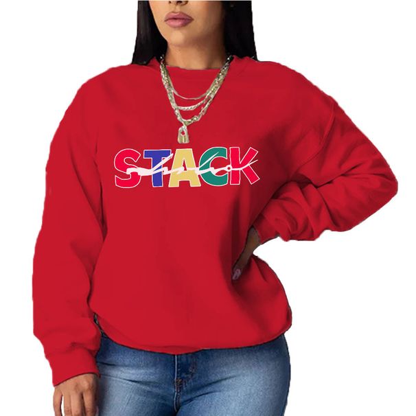 N8889S4 Großes Herbst/Winter-Oberteil für Damen, bedruckt, ohne Hut, lässig, locker, vielseitig, Langarm_voghion.com