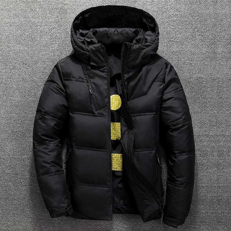 Giacca invernale corta da uomo con cappuccio - Cappotto esterno spesso per freddo estremo, parka antivento casual da lavoro (nero/grigio scuro/rosso/grigio chiaro)_voghion.com