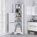 Tall Bathroom Corner Cabinet; Freestanding Storage Cabinet With Doors And Adjustable Shelves; MDF Board_voghion.com