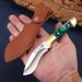 Coltello compatto per carne e frutta in stile mongolo - Lama in acciaio inossidabile da 16 cm con impugnatura ergonomica (verde/rosso, con/senza fodero in PU)_voghion.com