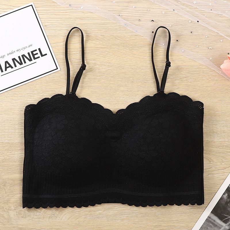 Detachable camisole lace backless lingerie for women, gathered together, sexy, wrapped around the chest, worn internally_voghion.com