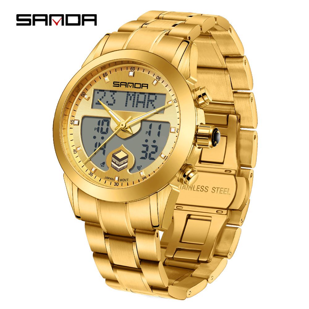 Herren-Digital-Analog-Uhr mit leuchtendem Display, multifunktional, wasserabweisend, Business- und Sport-Stil, multifunktionale elektronische Uhr, wasserdicht_voghion.com