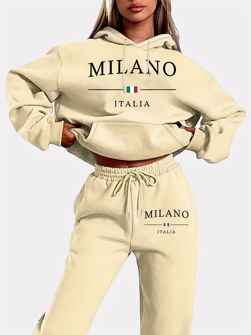 [Ready To Ship On The Same Day] [Other Patterns Can Be Ordered] MILANO European And American Trendy Large Size Plus Velvet Sweatshirt Set_voghion.com