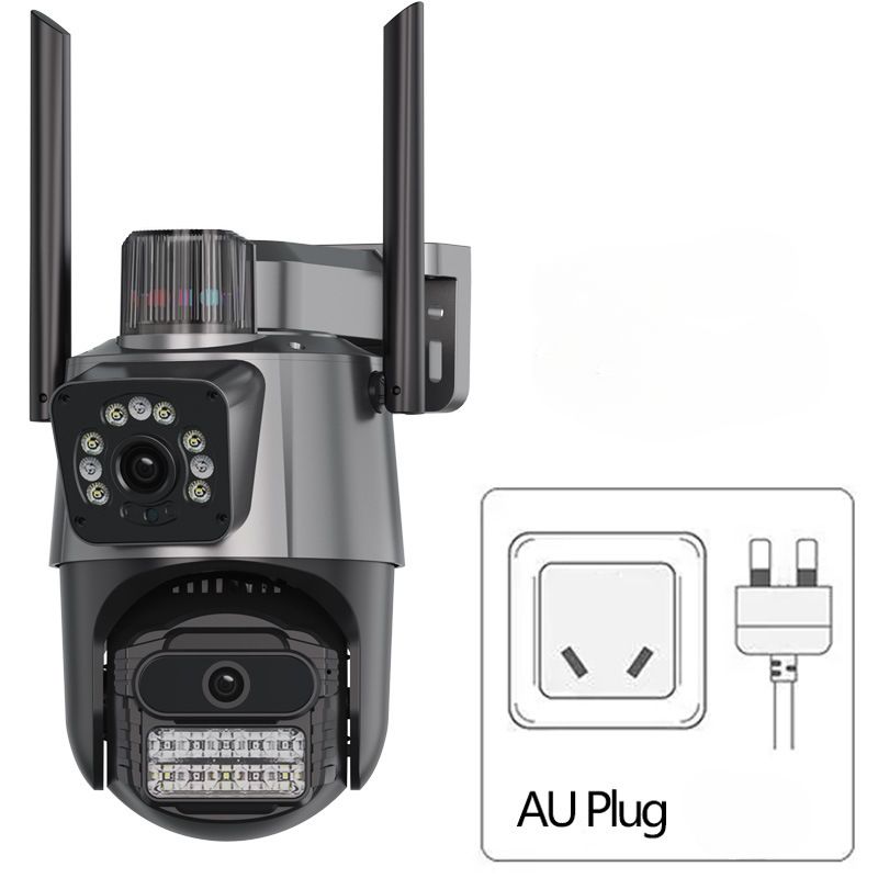 6MP Sicherheitskamera für den Außenbereich, Außenkameras mit Doppelobjektiv für die Sicherheit zu Hause mit Kabel, IP66 wasserdicht, KI-Tracking, Lichtalarm, Farbnacht, 2-Wege-Gespräch_voghion.com