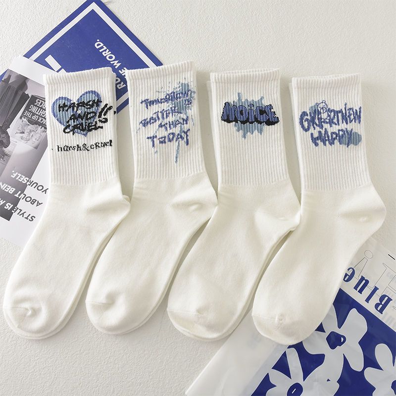 Calzini lunghi da ragazza in stile autunnale, stile studentesco, versatili, coreani, a metà polpaccio, stile studentesco, bianchi_voghion.com