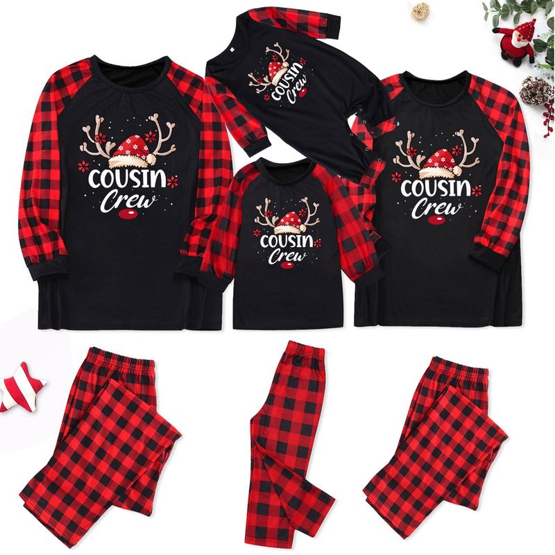 Matching Family Outfits parent child home clothes Christmas home clothes parent child suit plaid splicing print home clothes _voghion.com