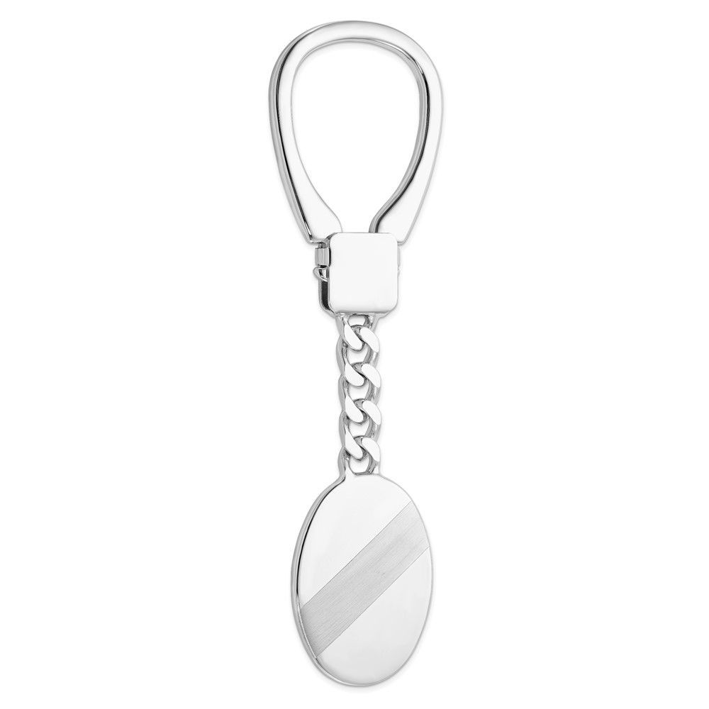 Sterling Silver Rhodium Plated Brushed & Polished Key Chain_voghion.com