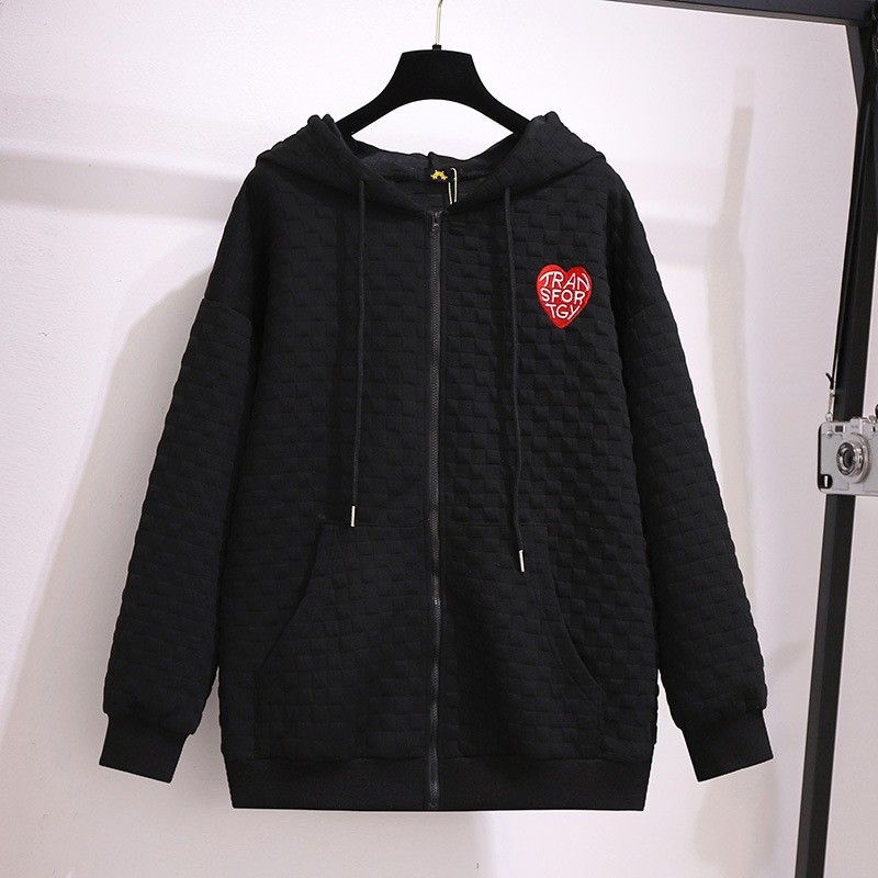 Women's Zip Waffle Long Sleeve Hooded Sweatshirt_voghion.com
