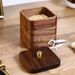 Solid Wood Dental Floss Box, New Chinese Style Black Walnut Wooden Toothpick Storage Box With Lid For Home Use_voghion.com