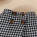 Toddler Girls Fashionable Turtleneck Long Sleeve Solid Color Top Houndstooth Skirt Plaid Beret Three Piece Set_voghion.com