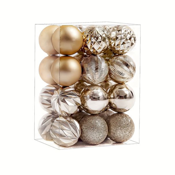 Lillian In Stock 6cm 24 Champagne Irregular Hanging Ornaments Set Christmas Tree Decoration Balls_voghion.com