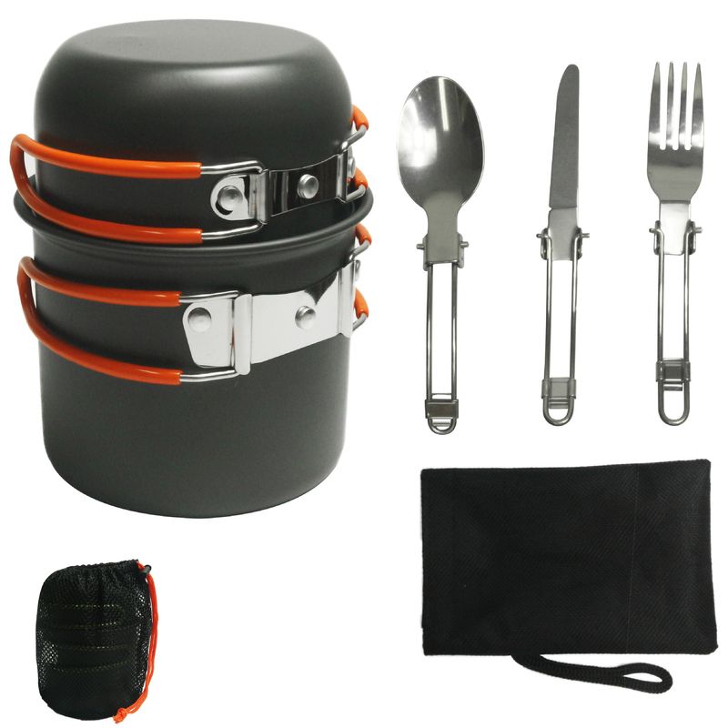 Camping Cookware Outdoor Products Outdoor Jacket Pot 1-2 People Pots And Utensils Portable Camping Cookware With Tableware Ds-101_voghion.com