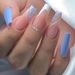 Uñas postizas francesas a rayas azules, largas, reutilizables, con pegamento o gel, ideales para mujeres._voghion.com