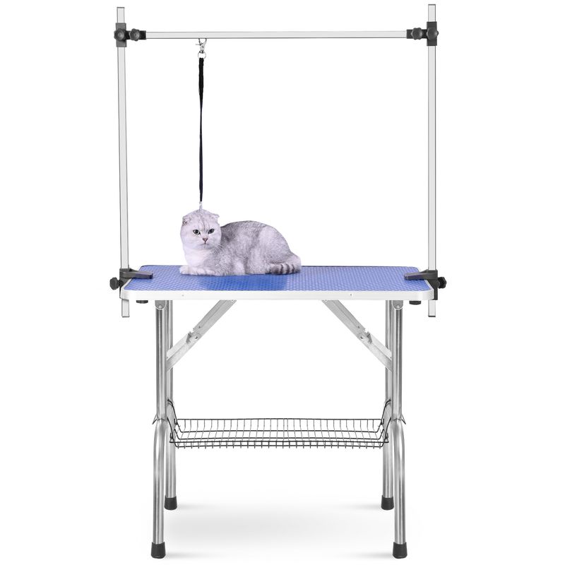 Professional Dog Pet Grooming Table Large Adjustable Heavy Duty Portable w/Arm & Noose & Mesh Tray_voghion.com
