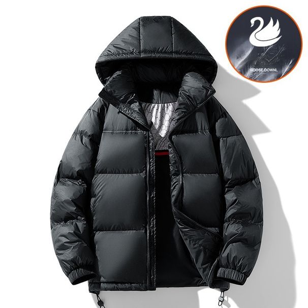Giacca invernale in piumino d'oca bianca da uomo con cappuccio, da uomo, calda e versatile, con colori a contrasto._voghion.com